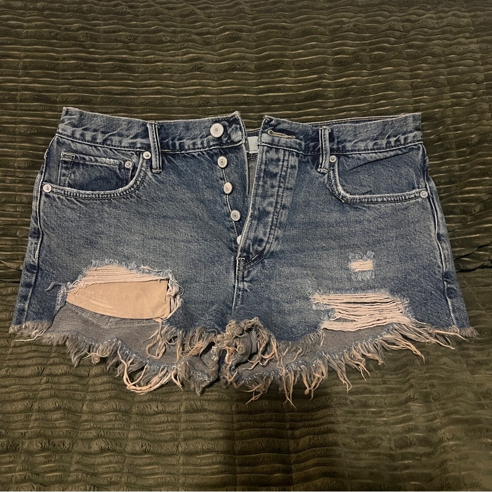 We The Free Blue Denim Shorts